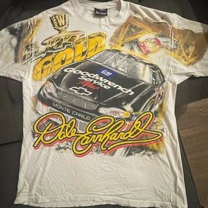 Dale Earnhardt Black Gold Print T Shirt Vtg 2000 Nascar L Chase Auth. WinstonCup